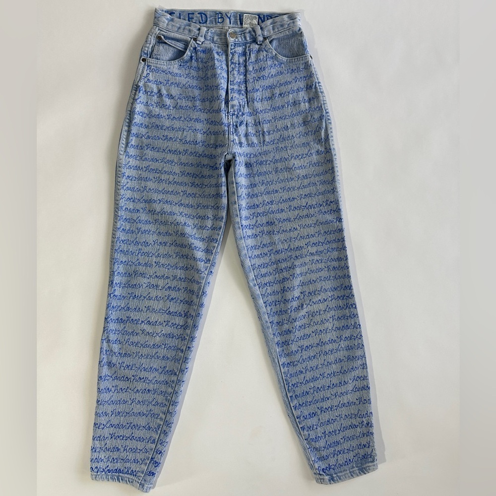 LONDON ROCK UPCYCLED HANDPAINTED VINTAGE PURE JEANSWEAR 90s STRGHT LEG JEANS SZ9